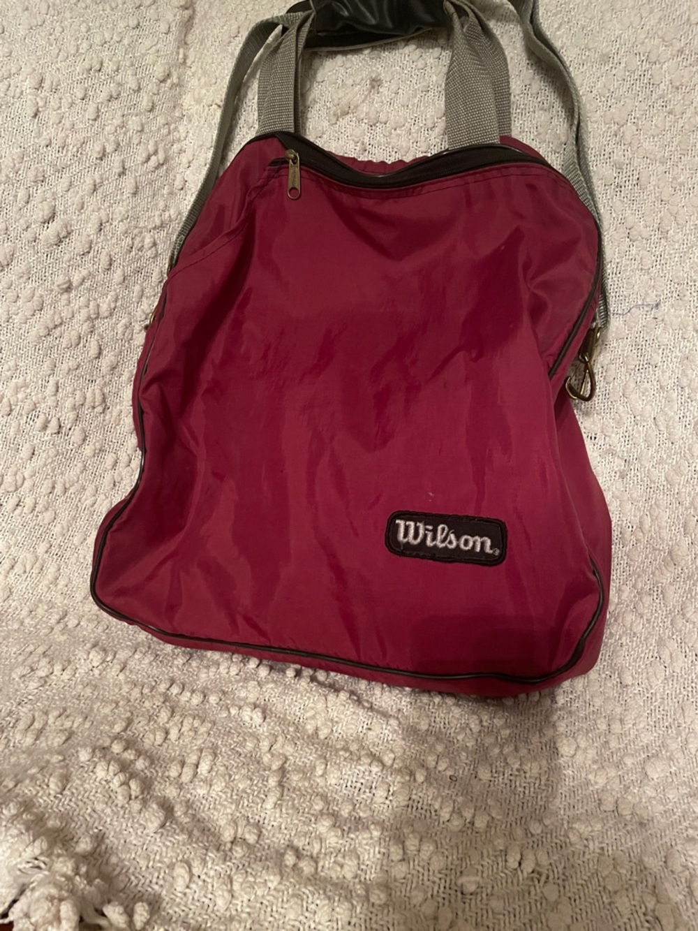 Wilson Burgundy Shoulder Bag with Gray Straps